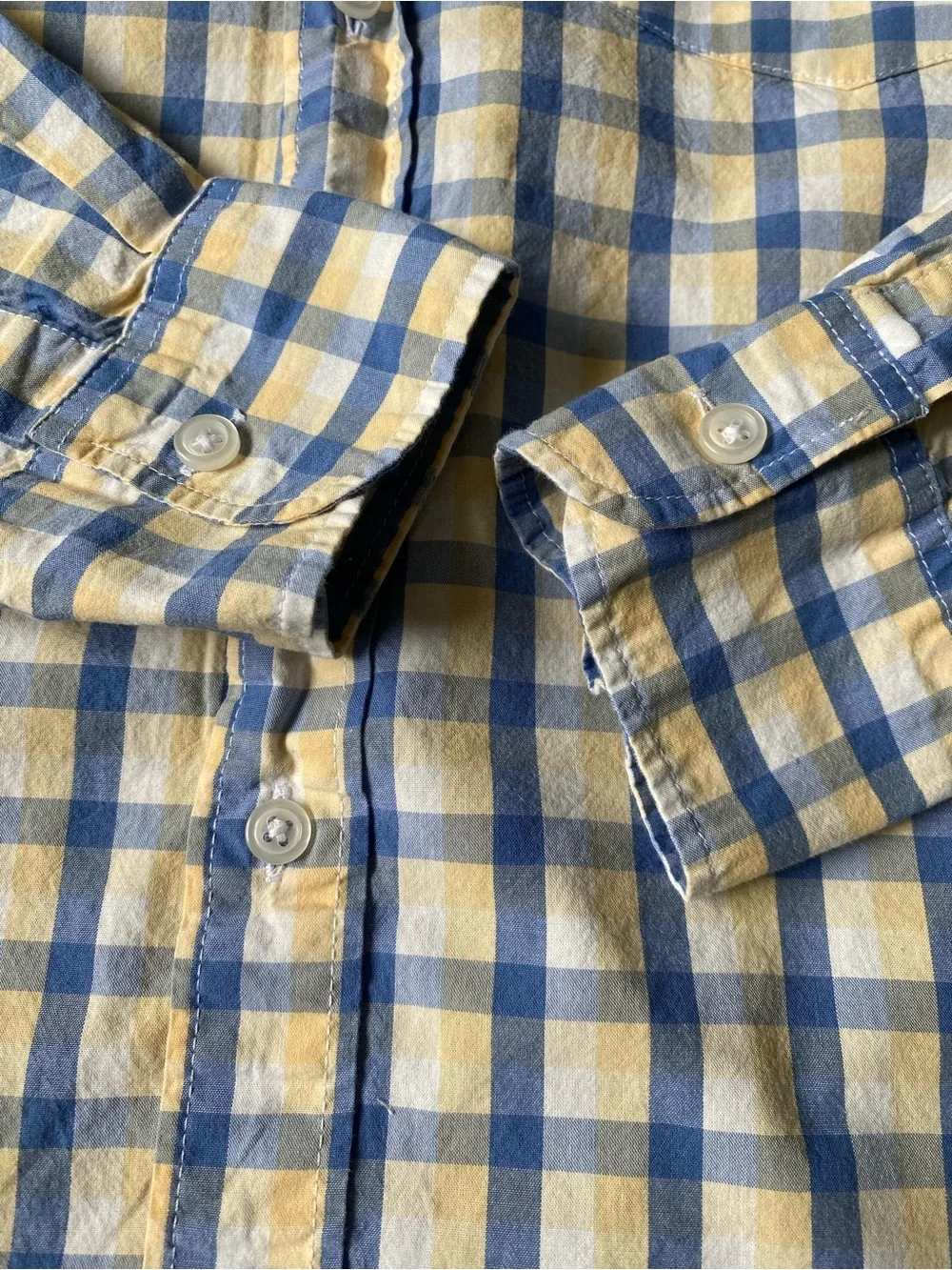 J. Crew Blue and Cream Check Button-Down Shirt